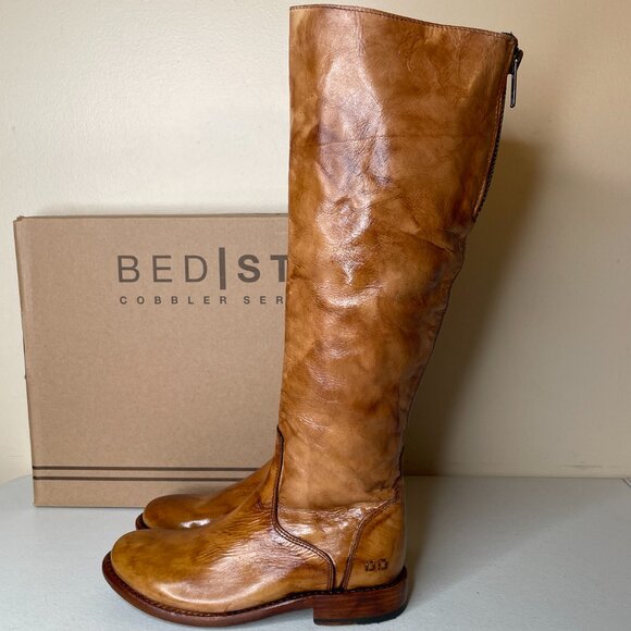 BED STU Tess Tan Rustic Leather Tall Riding Boots BedStu Size 7 - Picture 5 of 16